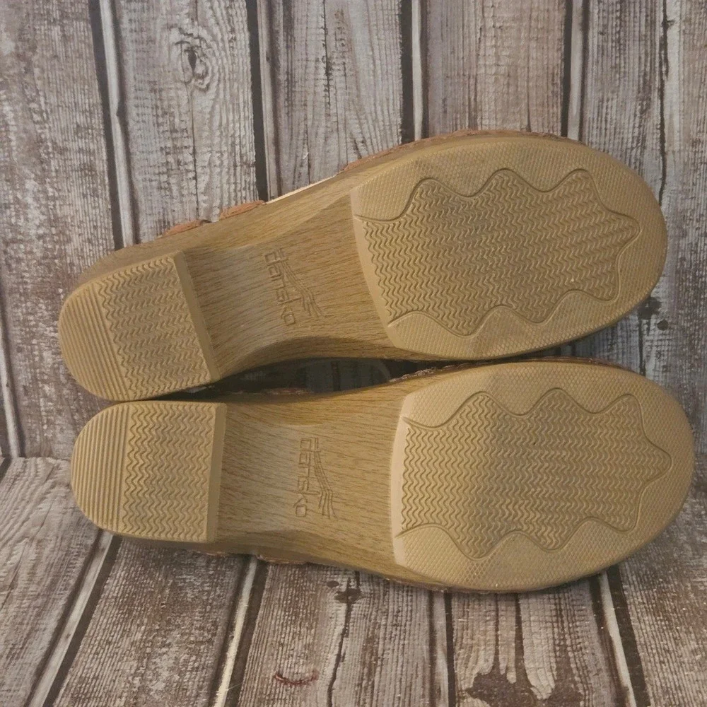Sz 40/ 9.5-10 Dansko Season Brown Leather Comfort Wedge Sandals Excellent